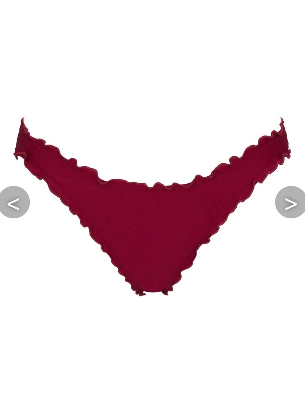 Ruffle-Trim Bikini Bottom in Burgundy